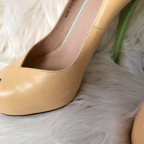 Stuart Wietzman Nude Chartreuse Peep Toe Pump 9.5 - Picture 2 of 6